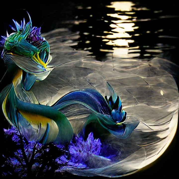 Water dragon in moonlight - Mina Nakamura