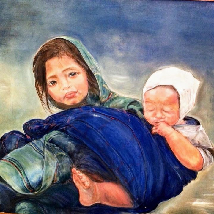 indian mother and child art