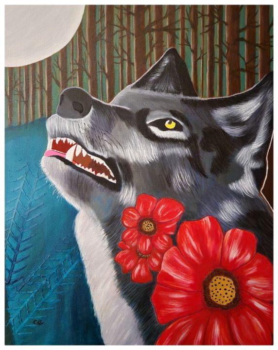 Acrylic paint Gray wolf