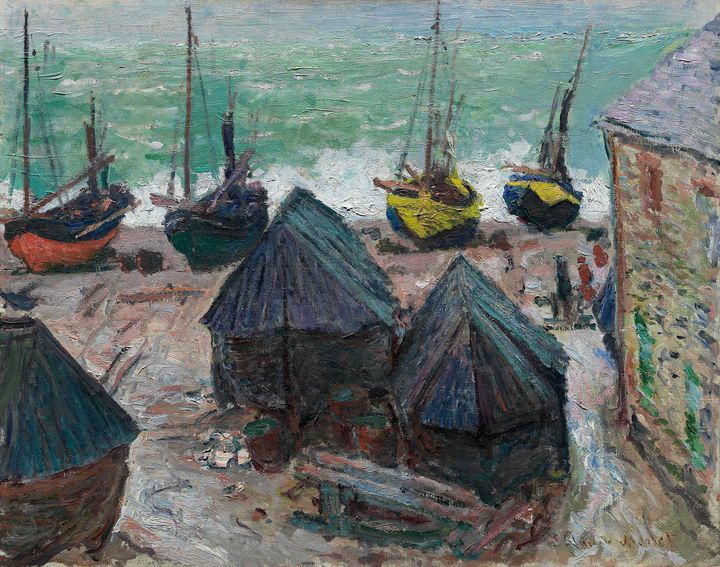 Boats on the Beach at Étretat (1885) - Shopability