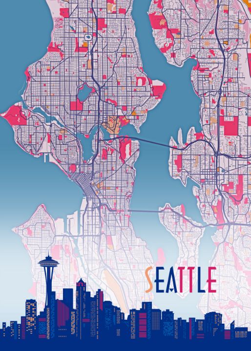 Seattle - SamKal - Digital Art & AI, Places & Travel, United States ...