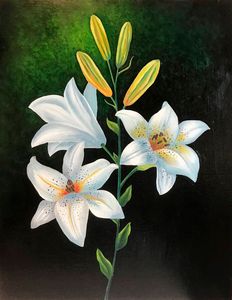 Acrylic painting on canvas "Lilies".