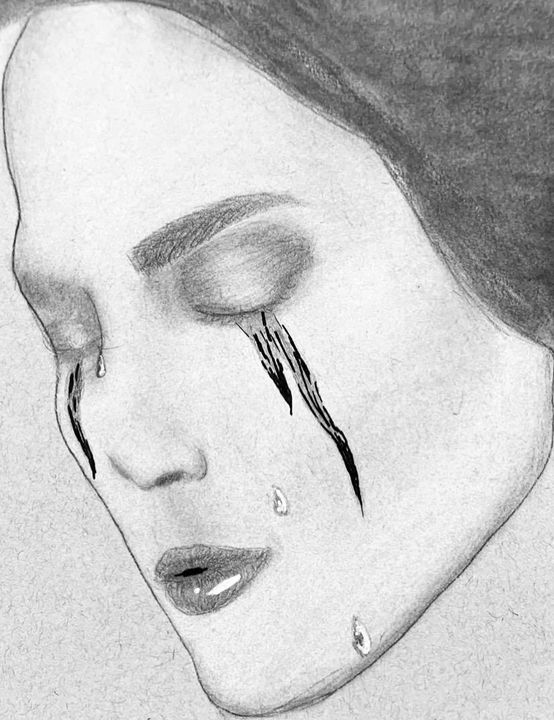 Crying girl sketch that I couldn't finish on flight last night (ball point  pen) : r/learnart