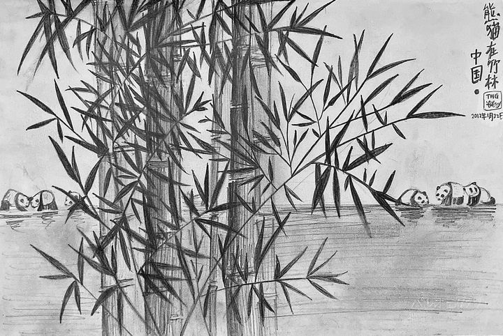 Panda In The Bamboo Forest Wei Ger Drawings Illustration Buildings Architecture City Cities Artpal