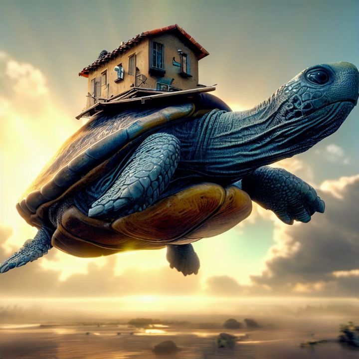 Turtle Mobile Home - Todo Deco - Digital Art & Ai, Animals, Birds 