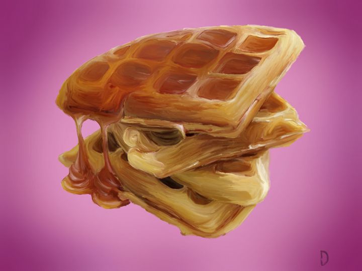 Stack Of Waffles With Syrup Christopher Dahr Digital Art Food Beverage Other Food Beverage Artpal