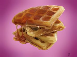 Stack of Waffles with Syrup.
