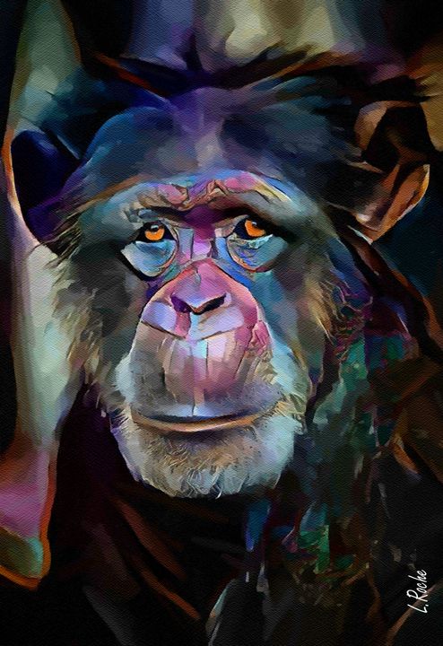 Monkey,flower,Hand-painted Animal Art Oil painting Wall Decor Canvas 36