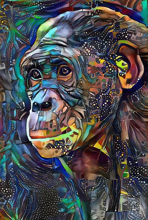 Berny, monkey - 70x50 cm - L.ROCHE - Paintings & Prints, Animals, Birds ...