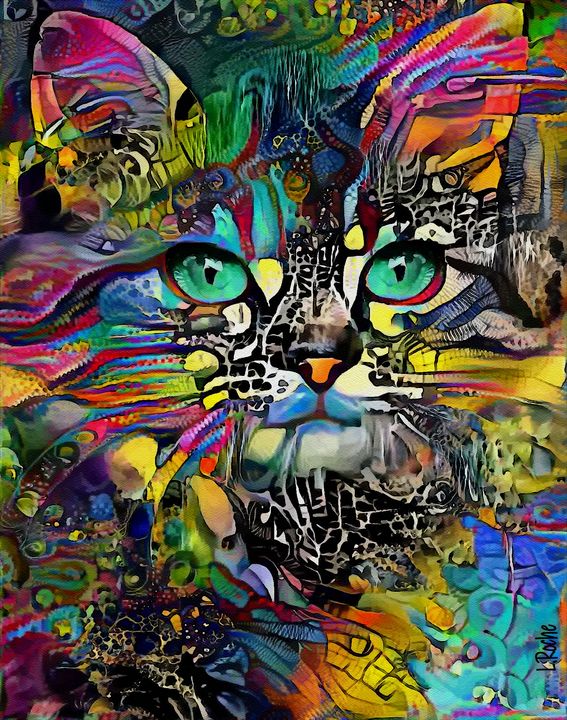 Arieta, cat - 70x52 cm - L.ROCHE - Paintings & Prints, Animals, Birds ...