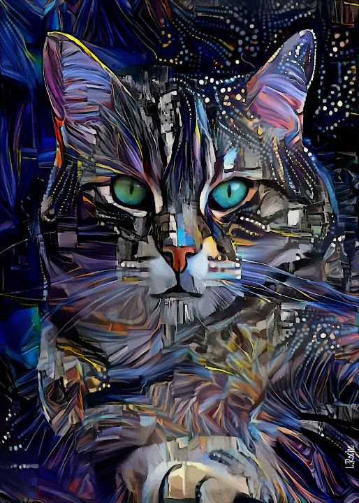 Farry, cat - 70x50 cm - mix media - Léa ROCHE