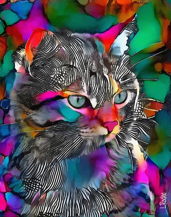 Candylu cat, mix media - L.ROCHE