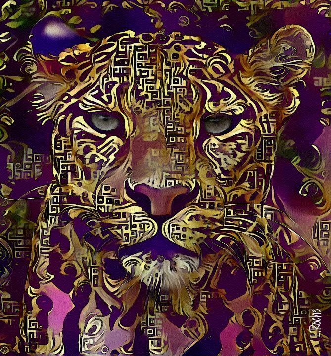 Majestic Leo - 70x65 cm - L.ROCHE - Paintings & Prints, Animals