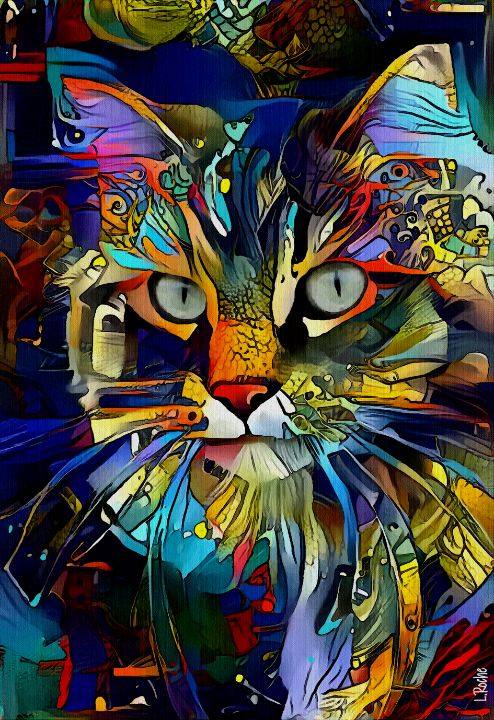 Zaza Flash, cat - 70x48 cm - L.ROCHE - Paintings & Prints, Animals ...