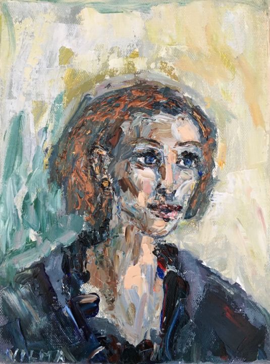 French Girl Portrait Oil Painting - Vilma Gataveckienė - Paintings