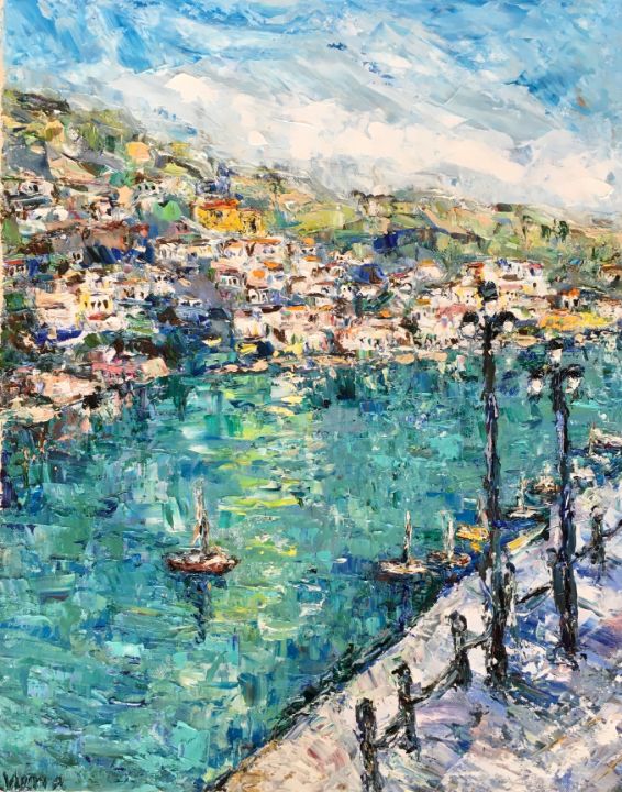 Amalfi Coast Oil Painting On Canvas - Vilma Gataveckienė