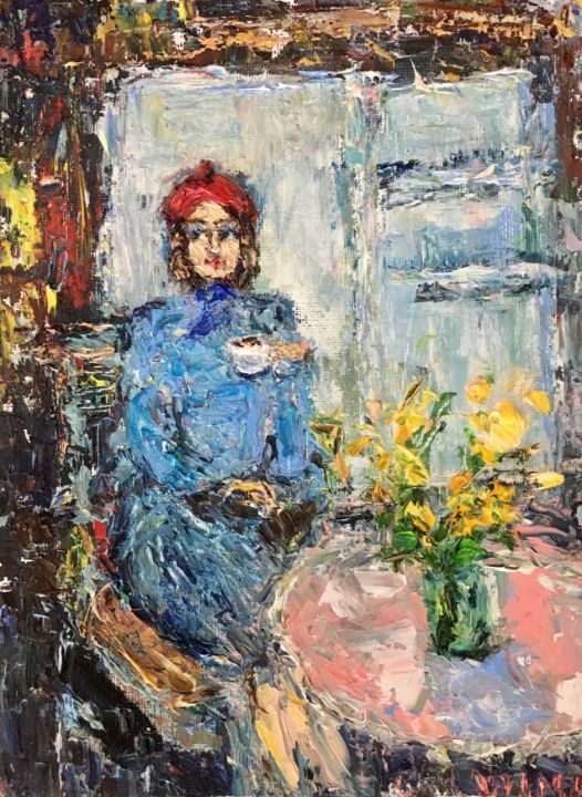 French Girl Portrait Oil Painting - Vilma Gataveckienė - Paintings