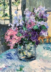 Lilacs Bouquet Impasto Oil Painting