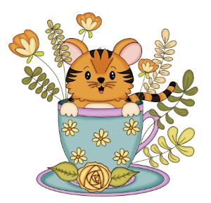 Floral tiger in teacup