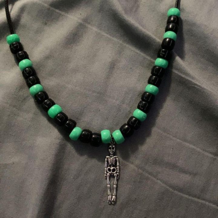 Green & Black Skeleton necklace Mystical Madness Jewelry, Necklaces