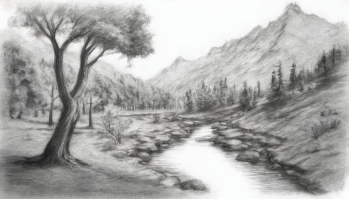How to draw a village scenery with pencil step by step, Pencil drawing f...  | Easy scenery drawing, Art drawings beautiful, Nature sketches pencil