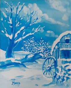 Country barn in the snow
