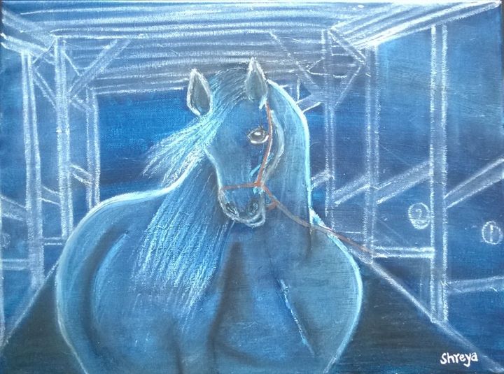 horse in blue - Shreya