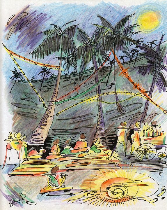Sunny Goan Beach / Watercolor Painting / Goa India - Etsy Norway