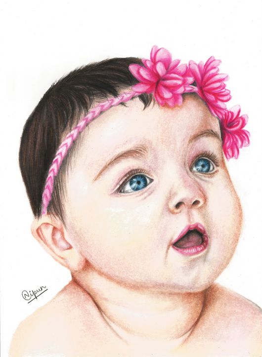 Coloring Page, Cute Girl, Realistic Portrait, Drawing, Grayscale. Baby Girl  - Etsy Norway