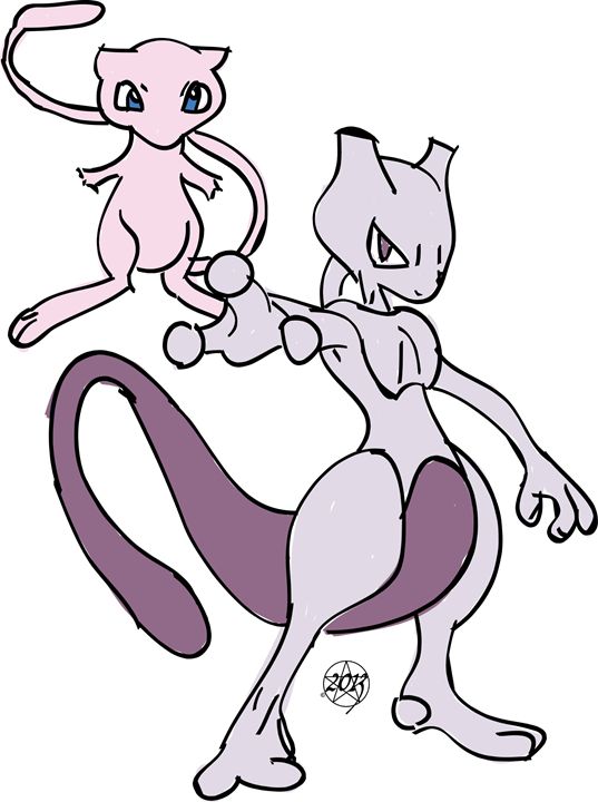 Mew and Mew-two - Digital Art