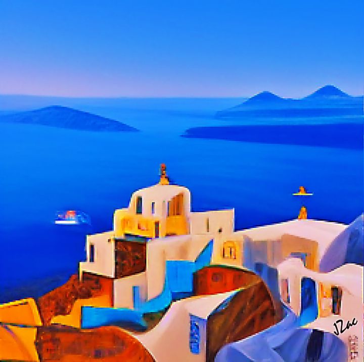 Cliffs Of Santorini - Artist Korner Designs