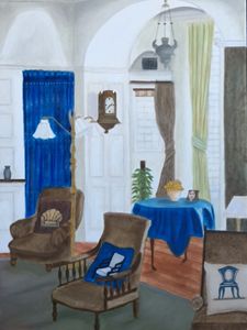 INTERIOR WITH CHAIRS - Leslie Dannenberg, Oil Paintings