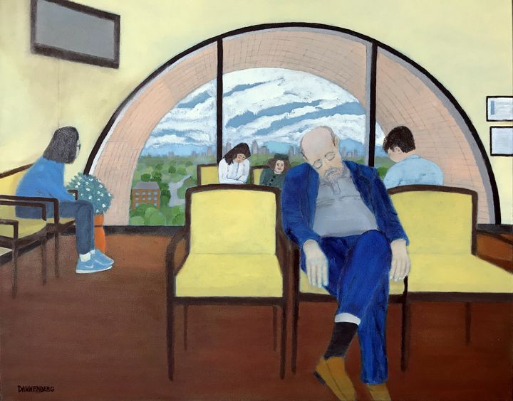 THE WAITING ROOM - Leslie Dannenberg, Oil Paintings - Paintings