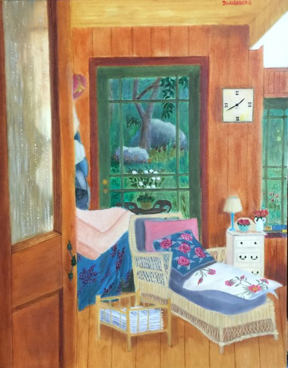 INTERIOR WITH PATIO DOOR - Leslie Dannenberg, Oil Paintings