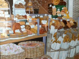 Bread and Focaccia - Leslie Dannenberg, Oil Paintings
