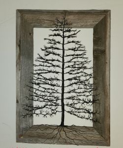 # 12 Spruce Tree in barnwood frame - Wire Tree Designs by J Holt