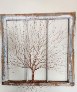 # 10 Wire Tree-vintage window frame - Wire Tree Designs by J Holt