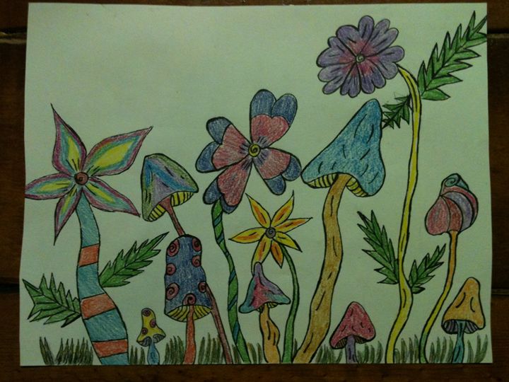 trippy drawings of flowers