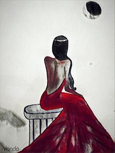 The woman in red