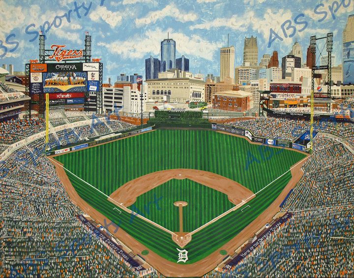 Detroit Tigers – Comerica Park LIMITED EDITION Art Print by John Stoeckley  — Reflections