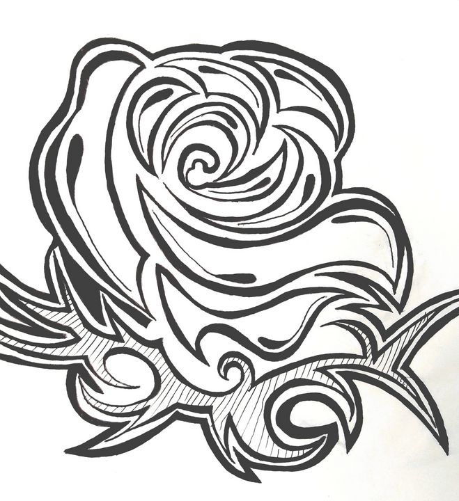 Tribal Rose Nuno Amorim Drawings Illustration Flowers Plants   2 20 12 17 8 18 19m 