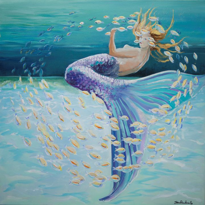 Mermaid and friends - lat long studio - Paintings & Prints, Fantasy ...