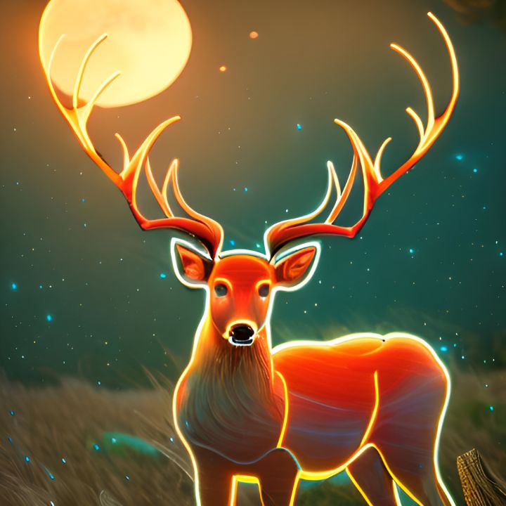 Deer in moonlight - Art at War - Digital Art, Animals, Birds, & Fish ...