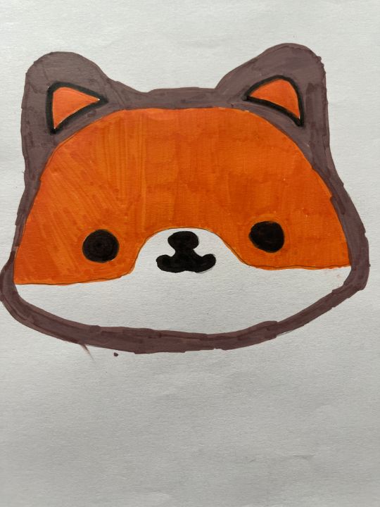Cute fox cartoon hand drawn style Royalty Free Vector Image