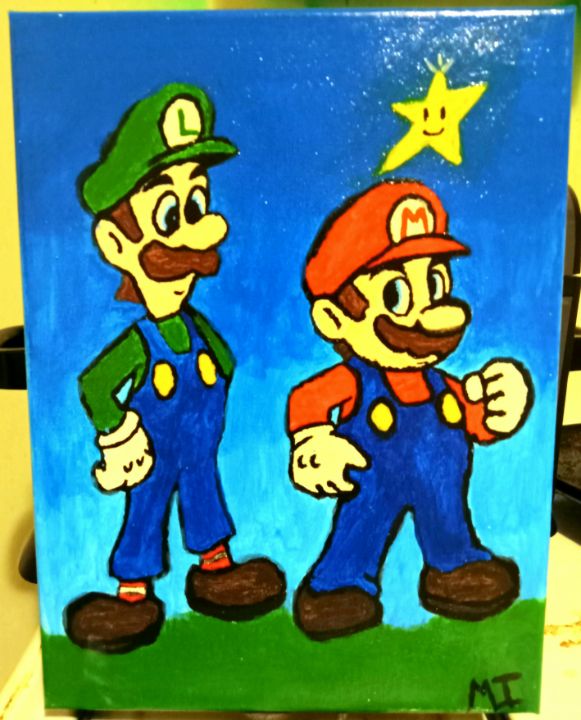 Super Mario Bros Original Painting - M1CHA3L 1NGRAM