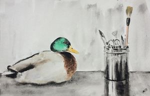 Pencil box and a duck