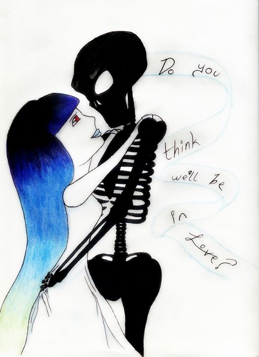 Death And The Sea Nymph In Love Lilykins Art Drawings Illustration People Figures Love Romance Artpal