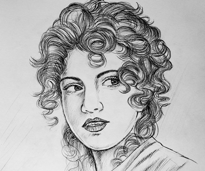 Beautiful Girl with curly hair - Deepak Arts - Paintings & Prints, People &  Figures, Portraits, Female - ArtPal