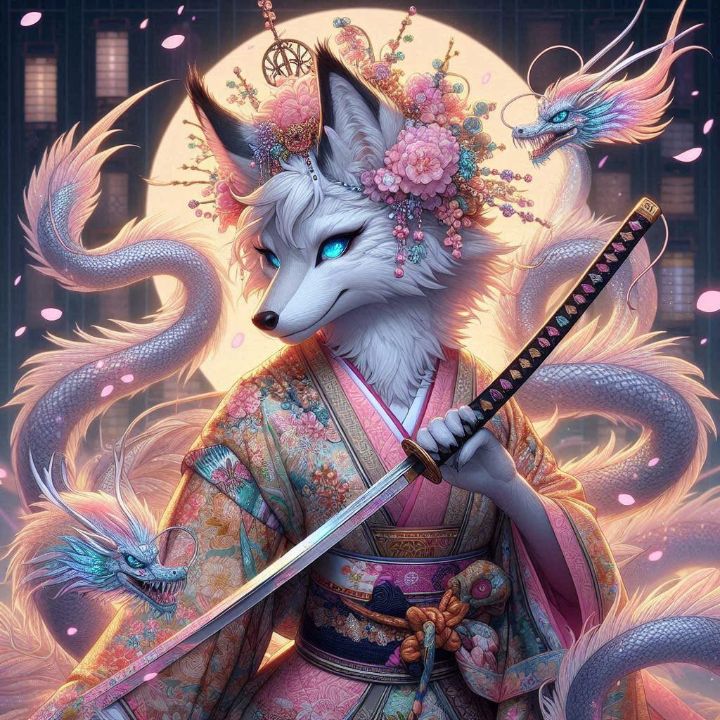 Twilight Kitsune - Lindsey Elise Creations - Digital Art & AI