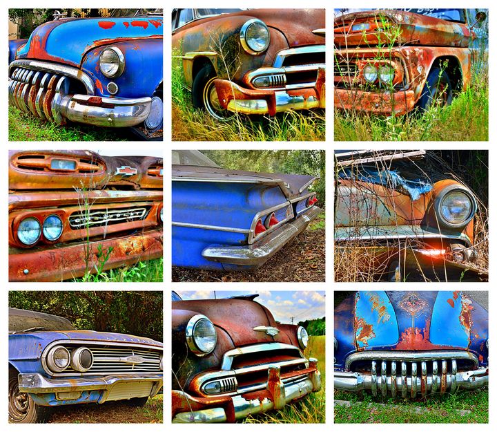Antique Cars And Trucks Collage - Lisa Wooten Photography